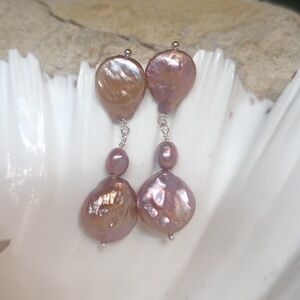 Freshwater Pearl Drop Earrings Pink